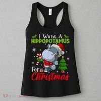 I Want A Hippopotamus For Christmas Xmas Pajama Hippo Lover Women's Tank Top thumb 3