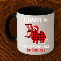 I Want A Hippopotamus For Christmas Plaid Hippo Pajamas Xmas Gift Coffee Mug thumb 2