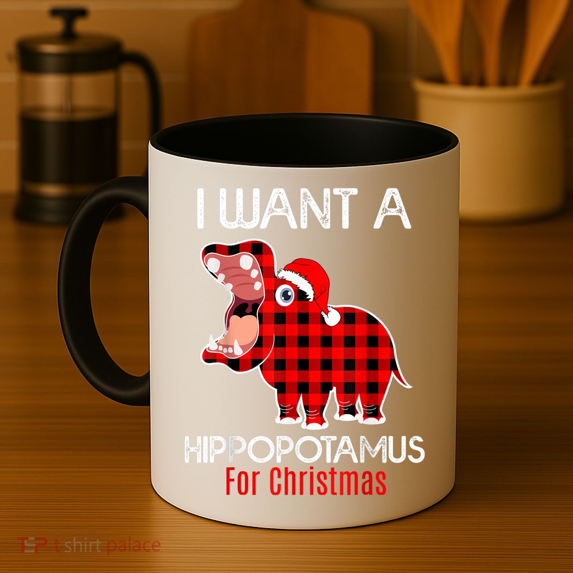 I Want A Hippopotamus For Christmas Plaid Hippo Pajamas Xmas Gift Coffee Mug