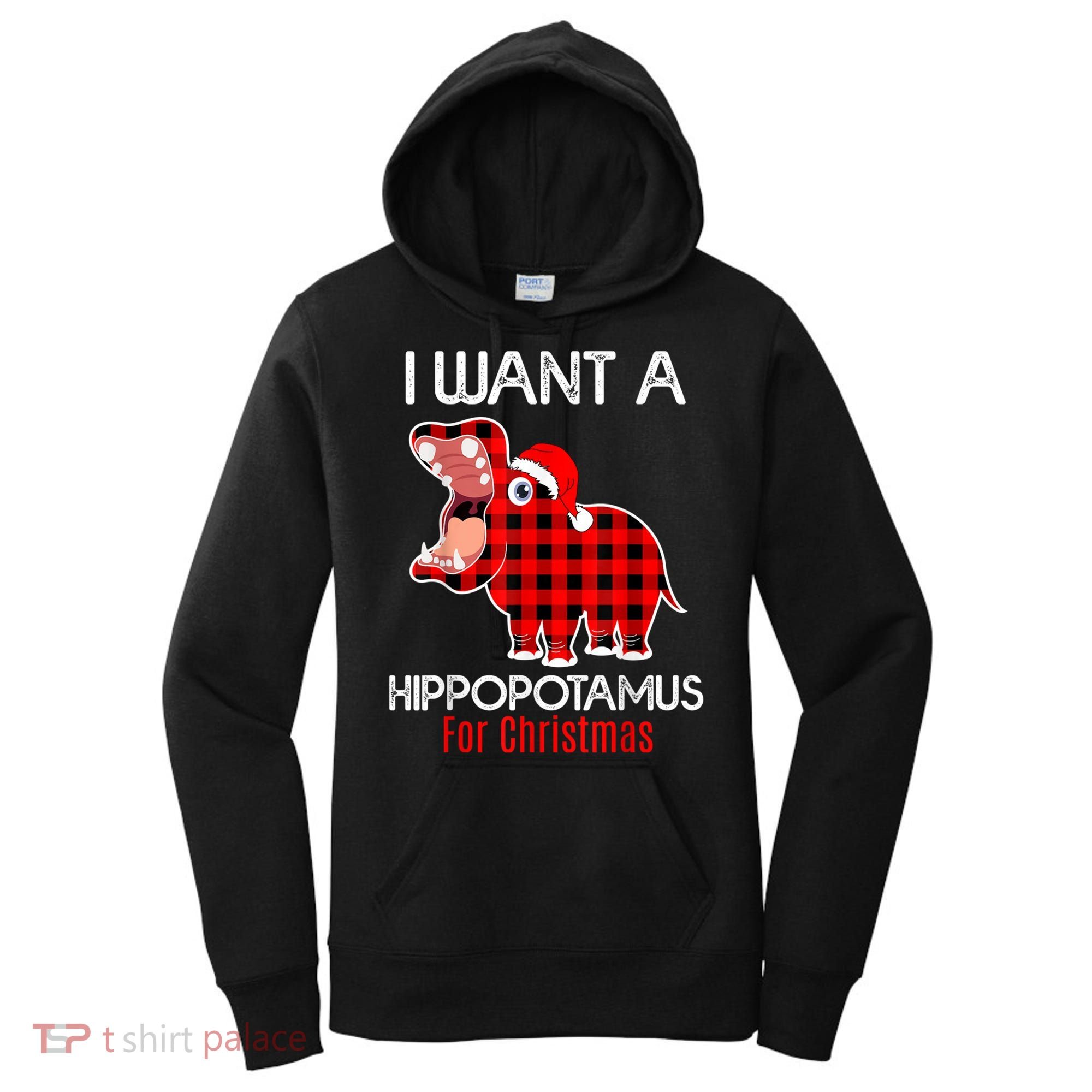 I Want A Hippopotamus For Christmas Plaid Hippo Pajamas Xmas Gift Women's Hoodie