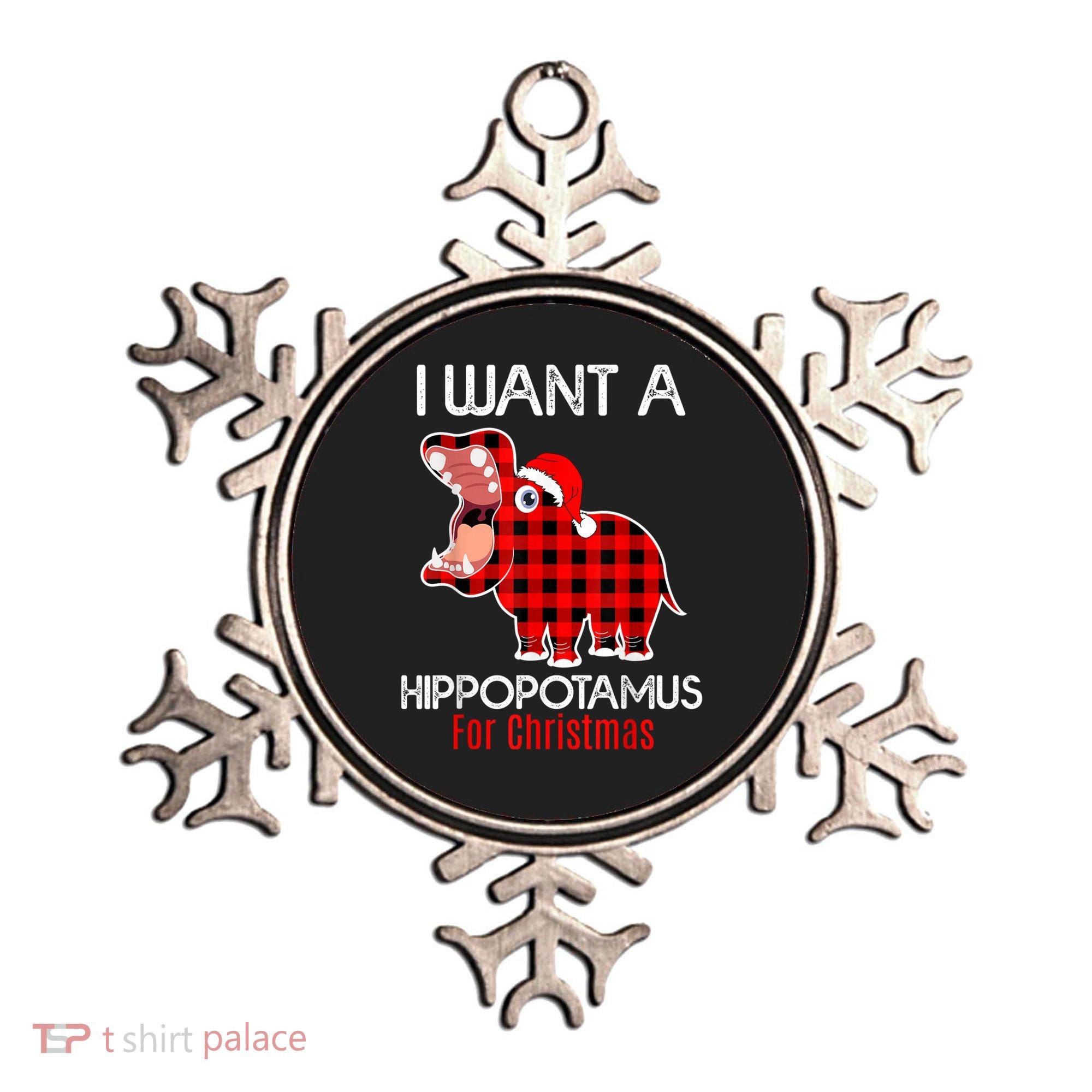 I Want A Hippopotamus For Christmas Plaid Hippo Pajamas Xmas Gift Ornament