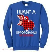 I Want A Hippopotamus For Christmas Plaid Hippo Pajamas Xmas Gift Sweatshirt thumb 0