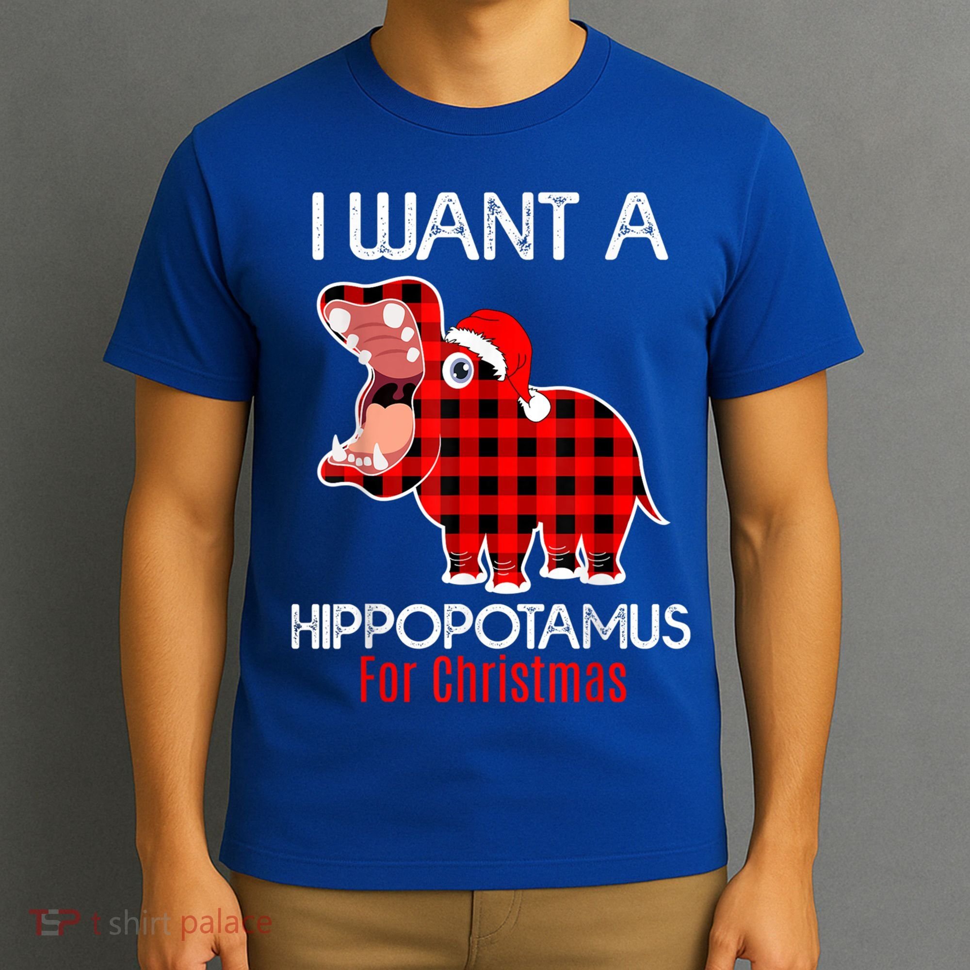 I Want A Hippopotamus For Christmas Plaid Hippo Pajamas Xmas Gift T-Shirt