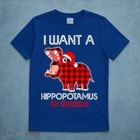 I Want A Hippopotamus For Christmas Plaid Hippo Pajamas Xmas Gift T-Shirt thumb 5