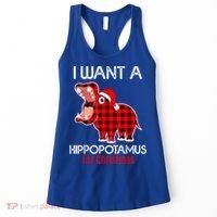 I Want A Hippopotamus For Christmas Plaid Hippo Pajamas Xmas Gift Women's Tank Top thumb 0