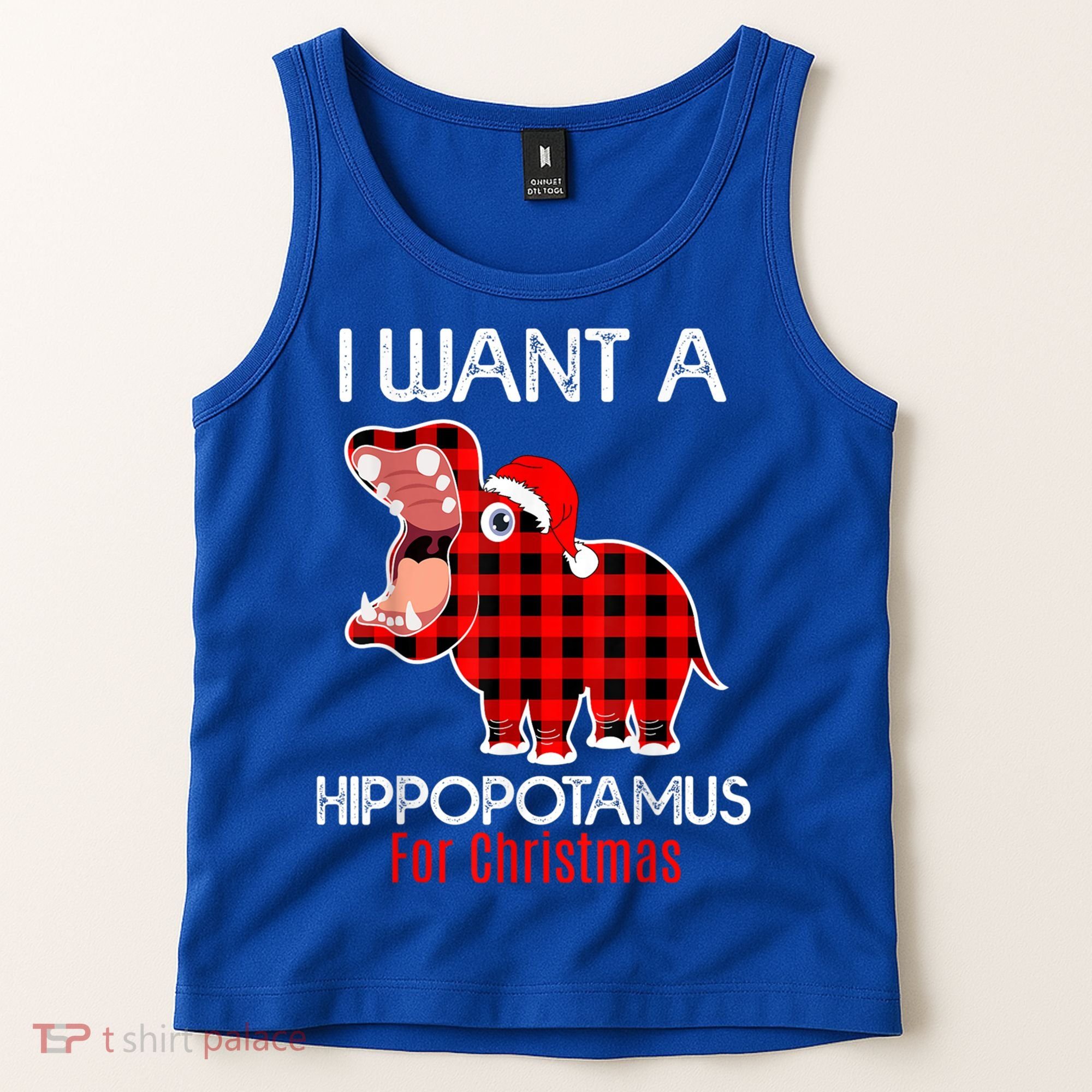 I Want A Hippopotamus For Christmas Plaid Hippo Pajamas Xmas Gift Tank Top