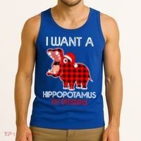 I Want A Hippopotamus For Christmas Plaid Hippo Pajamas Xmas Gift Tank Top thumb 3