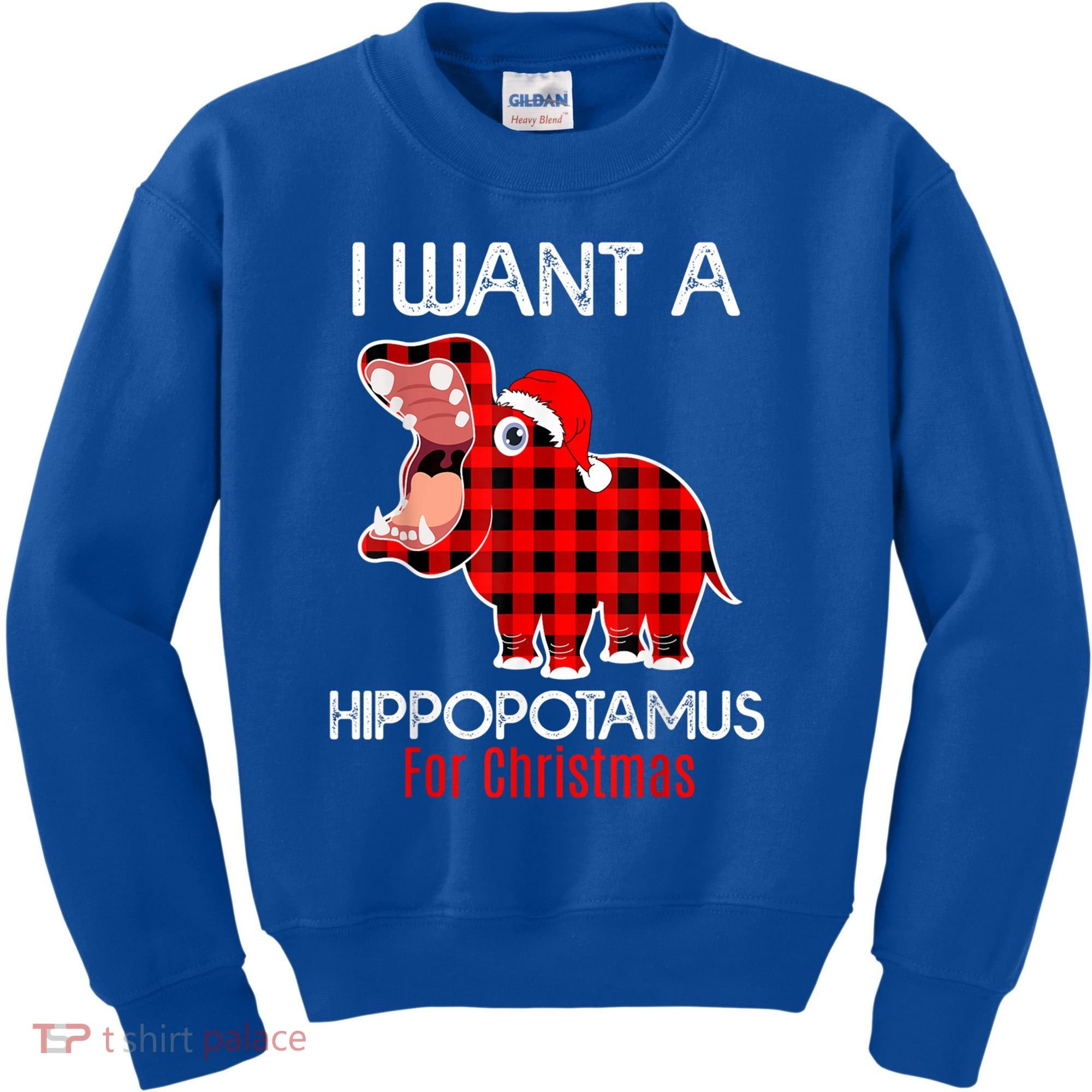 I Want A Hippopotamus For Christmas Plaid Hippo Pajamas Xmas Gift Kids Sweatshirt