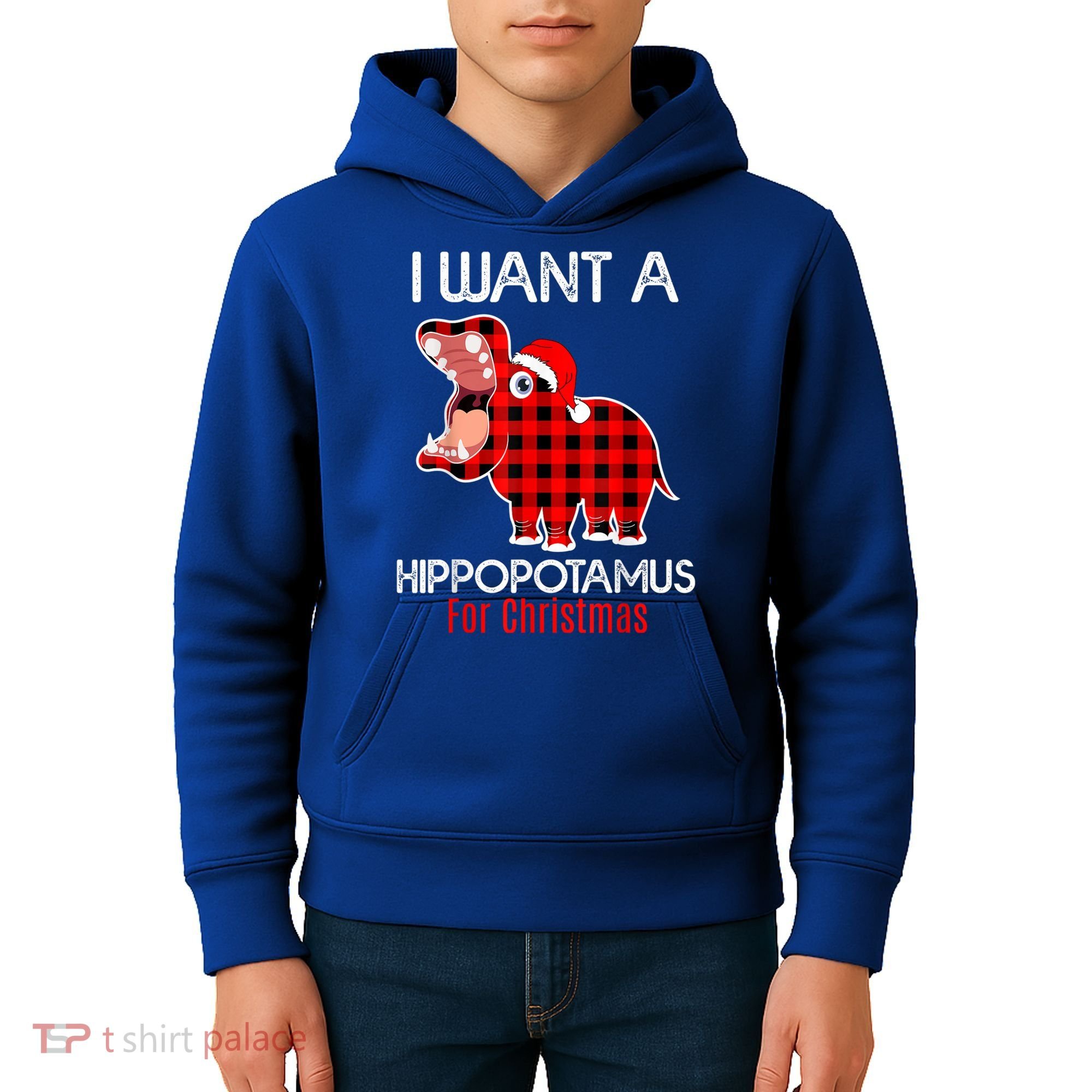 I Want A Hippopotamus For Christmas Plaid Hippo Pajamas Xmas Gift Kids Hoodie