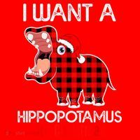 I Want A Hippopotamus For Christmas Plaid Hippo Pajamas Xmas Gift Santa Hat thumb 1