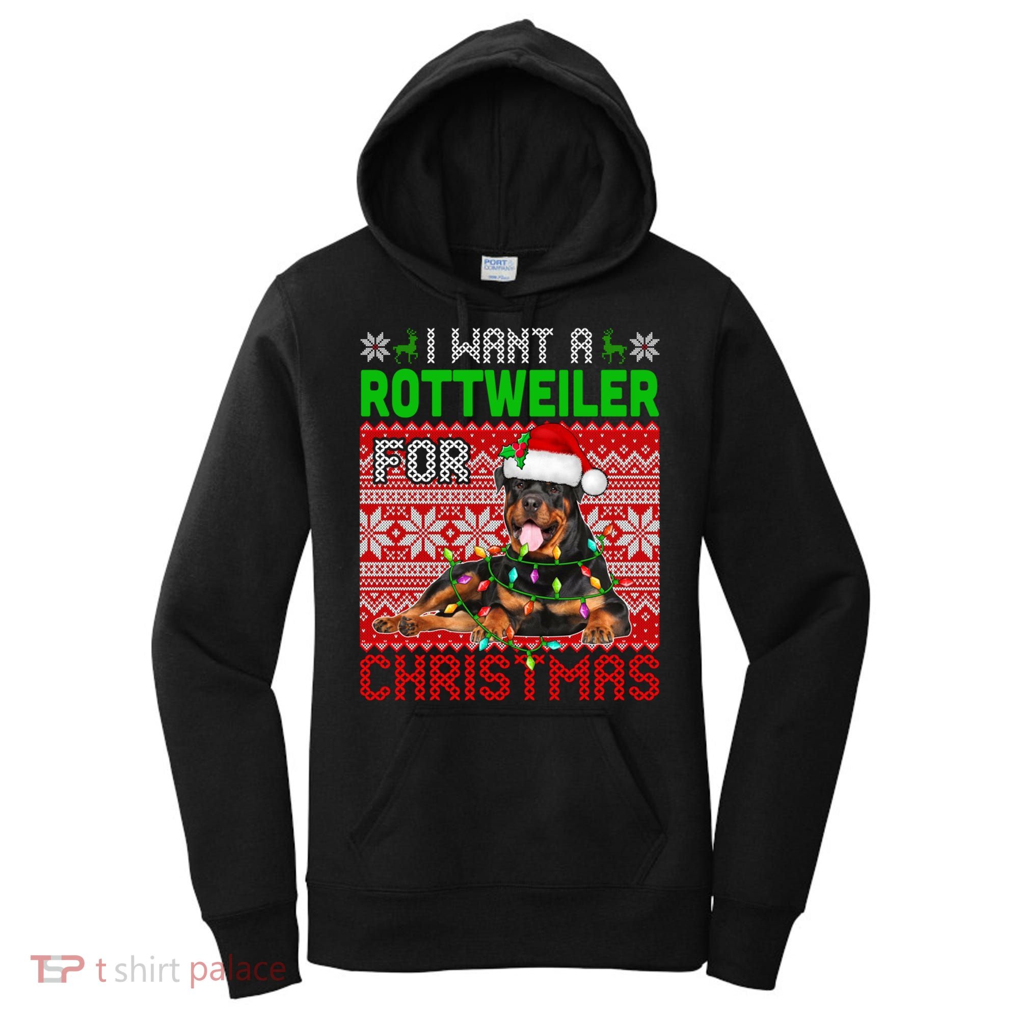 I Want A Rottweiler For Christmas Santa Dog Lover Owner Gift Women's Hoodie
