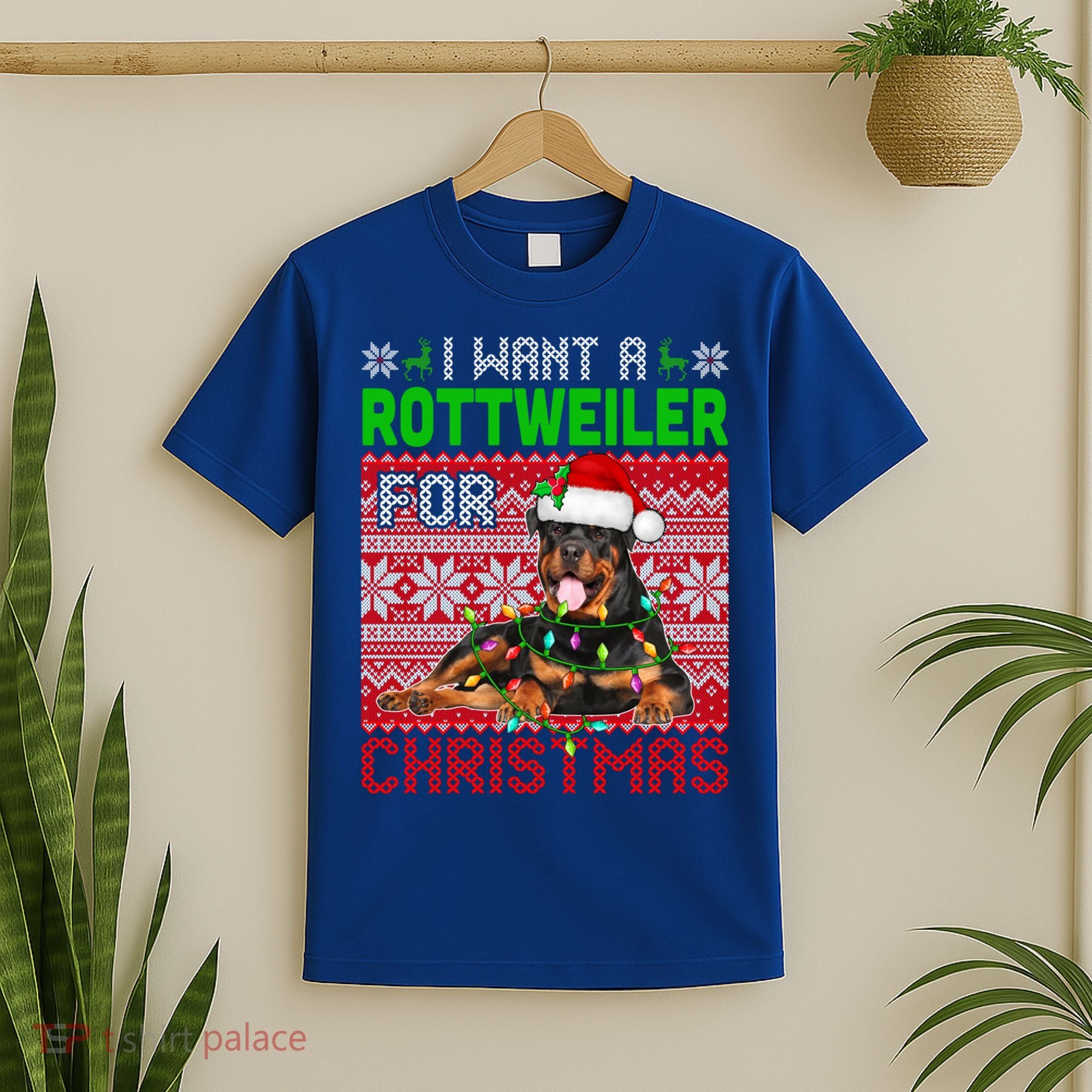 I Want A Rottweiler For Christmas Santa Dog Lover Owner Gift T-Shirt