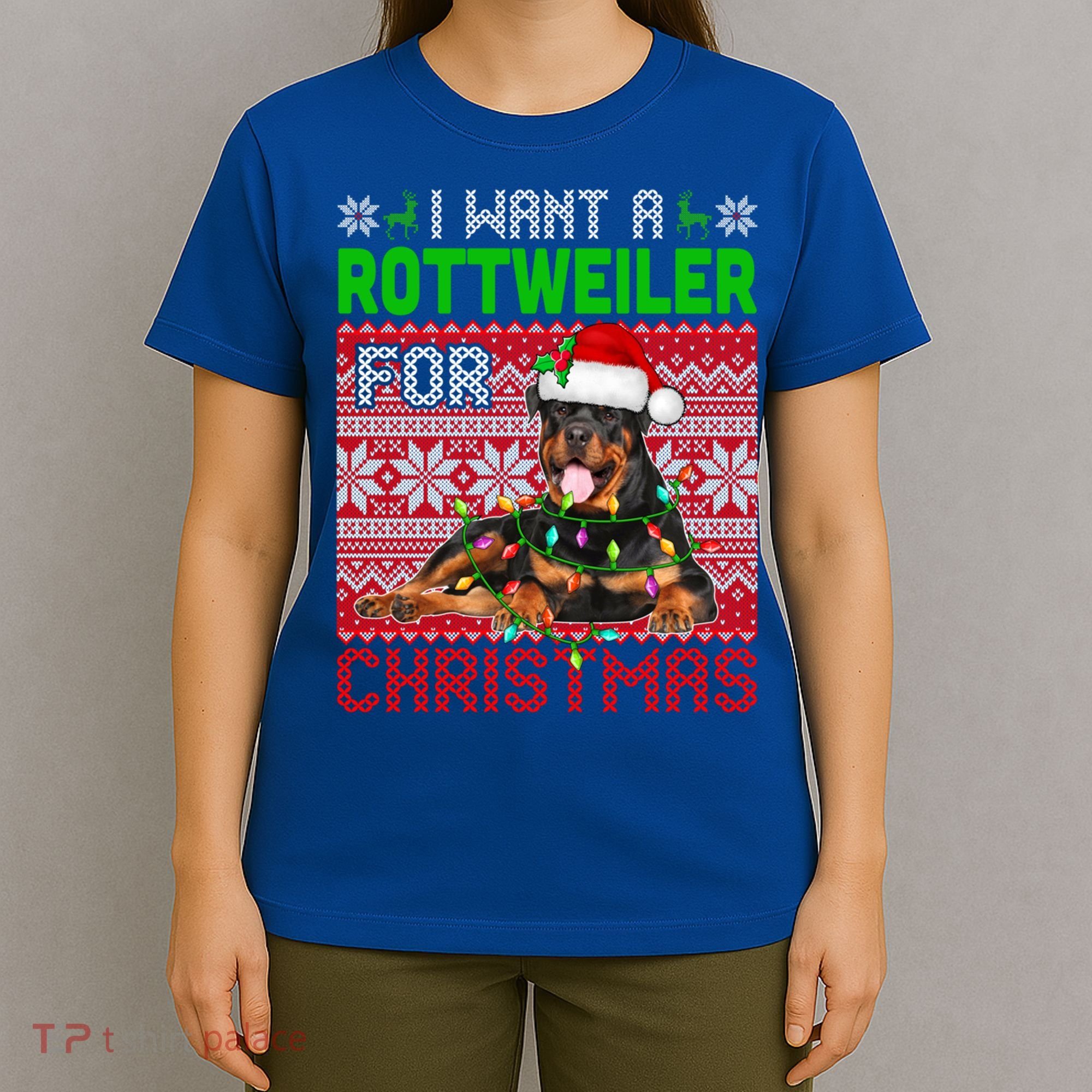 I Want A Rottweiler For Christmas Santa Dog Lover Owner Gift T-Shirt