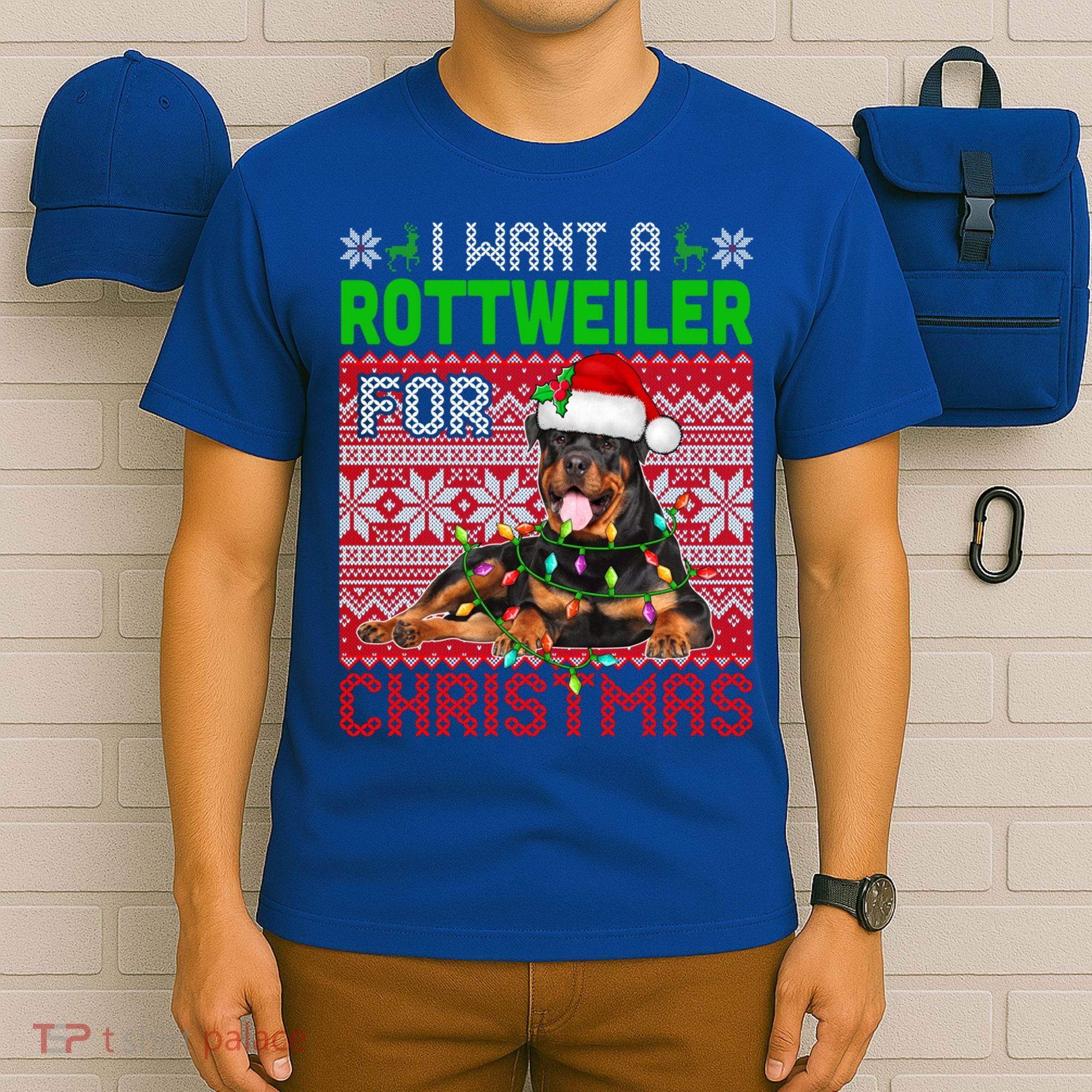 I Want A Rottweiler For Christmas Santa Dog Lover Owner Gift T-Shirt