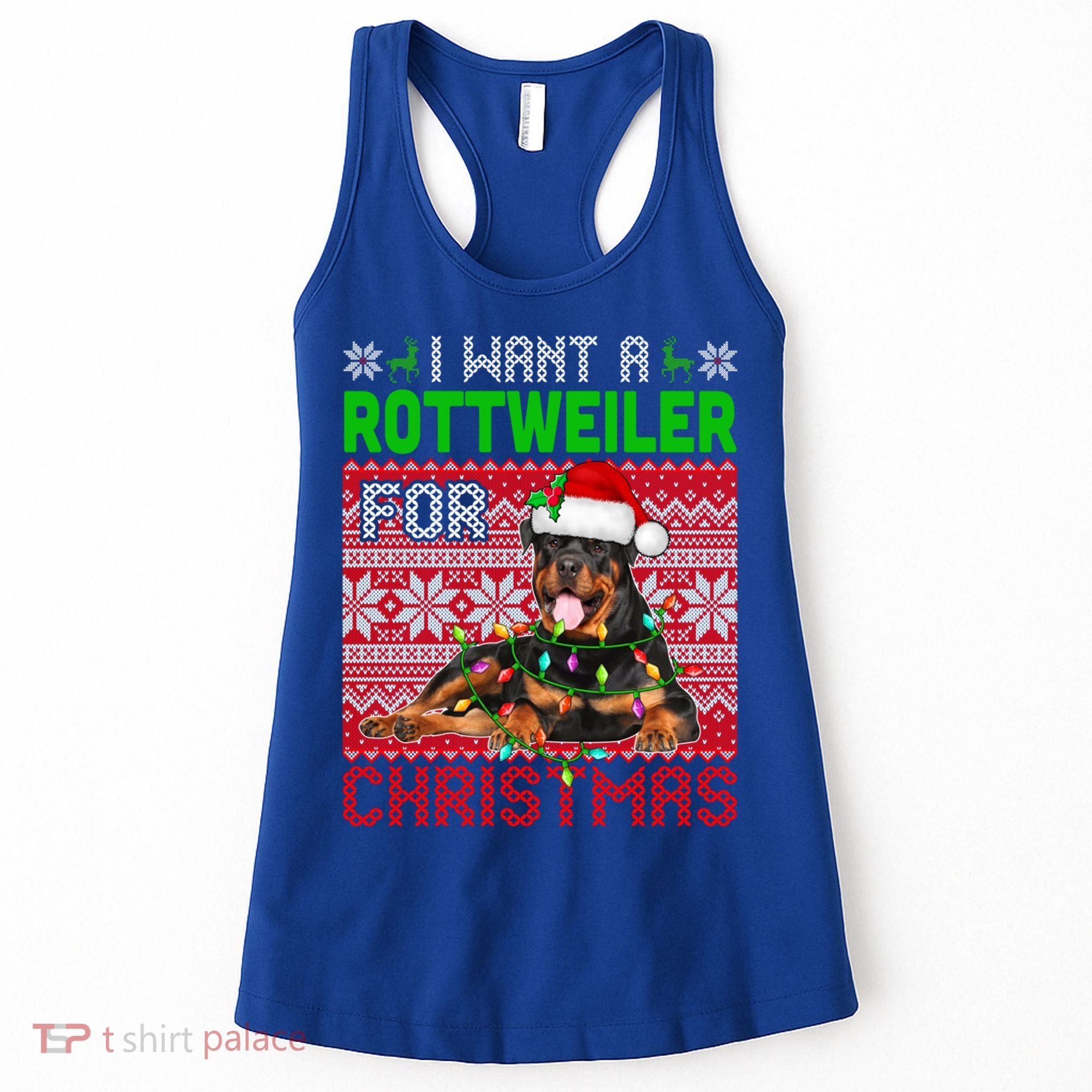 I Want A Rottweiler For Christmas Santa Dog Lover Owner Gift Women's Tank Top