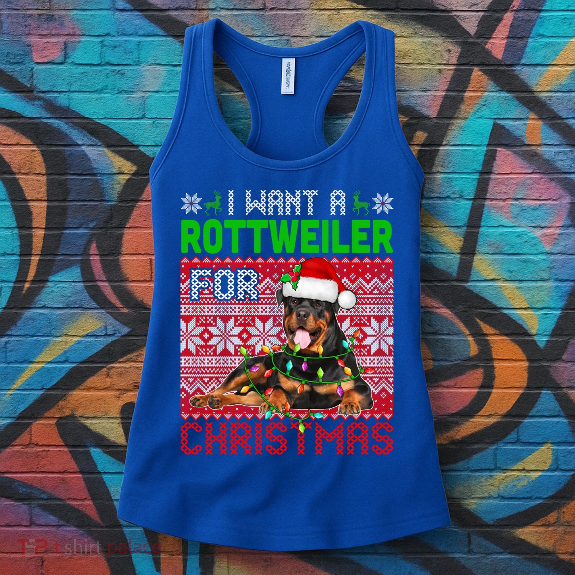 I Want A Rottweiler For Christmas Santa Dog Lover Owner Gift Women's Tank Top