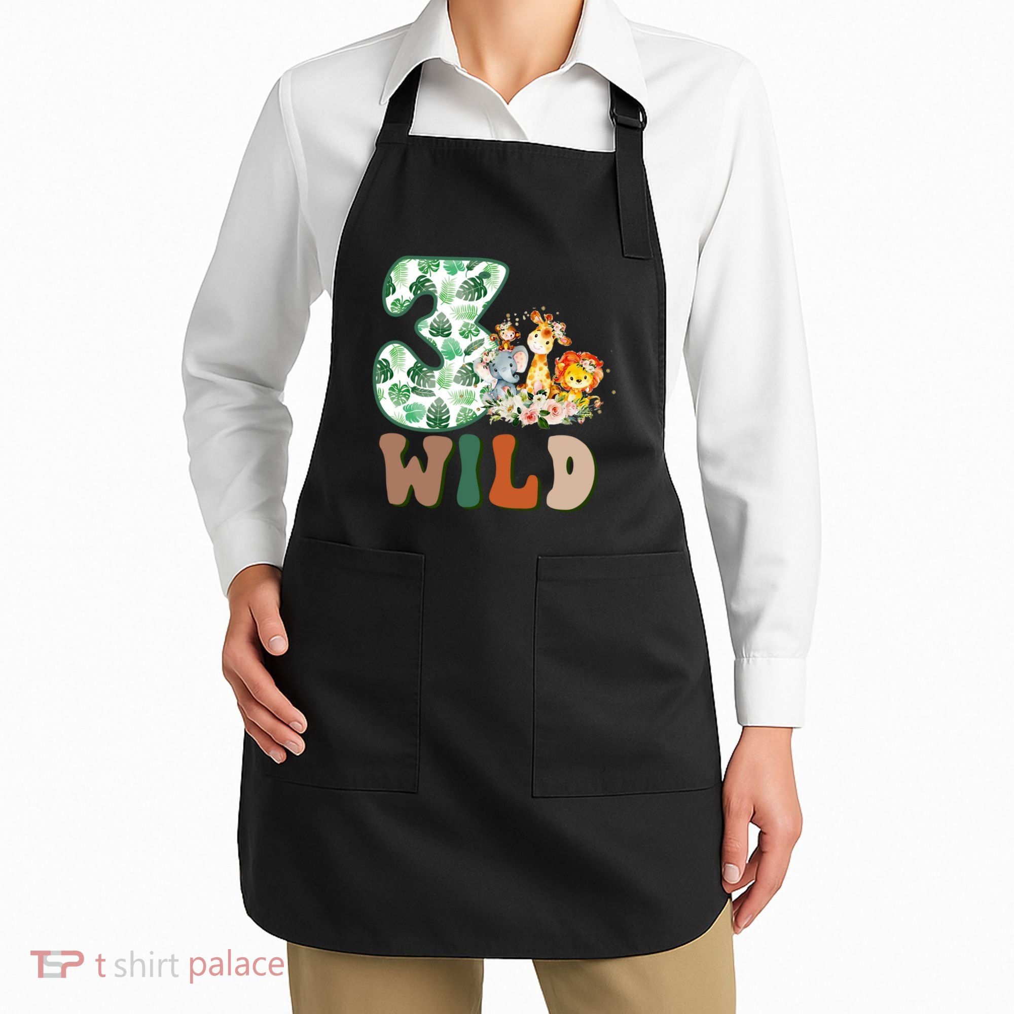 Im Wild And 3 Birthday Safari Jungle Zoo 3rd Bday Three Gift Apron