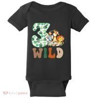 Im Wild And 3 Birthday Safari Jungle Zoo 3rd Bday Three Gift Baby Bodysuit thumb 0