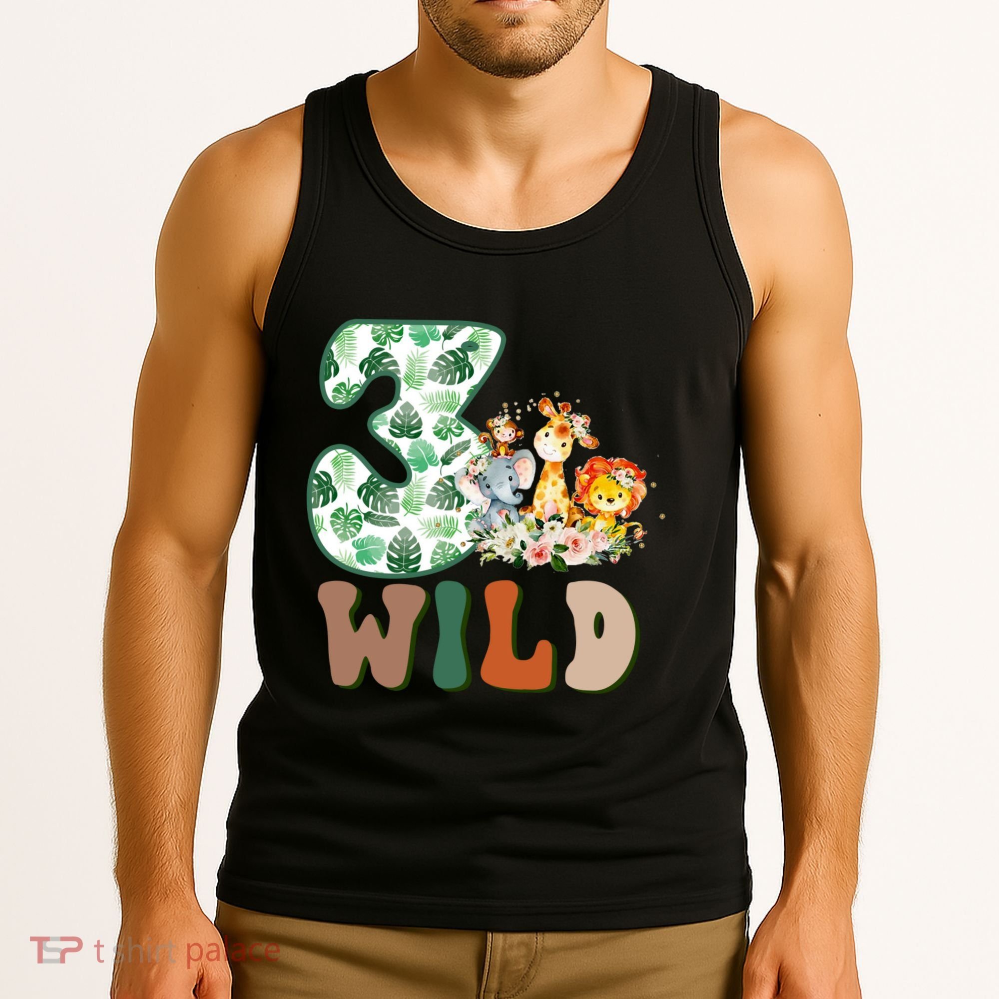 Im Wild And 3 Birthday Safari Jungle Zoo 3rd Bday Three Gift Tank Top