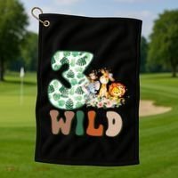 Im Wild And 3 Birthday Safari Jungle Zoo 3rd Bday Three Gift Golf Towel thumb 1