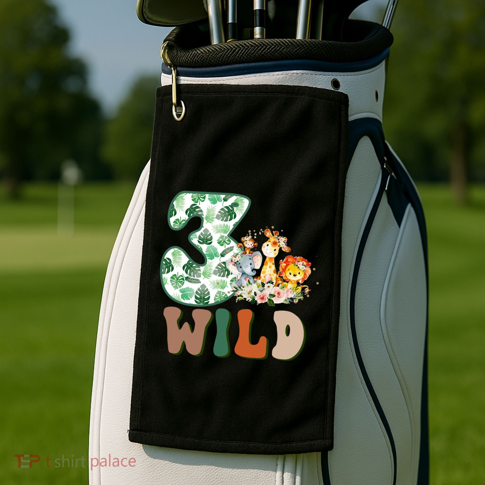 Im Wild And 3 Birthday Safari Jungle Zoo 3rd Bday Three Gift Golf Towel