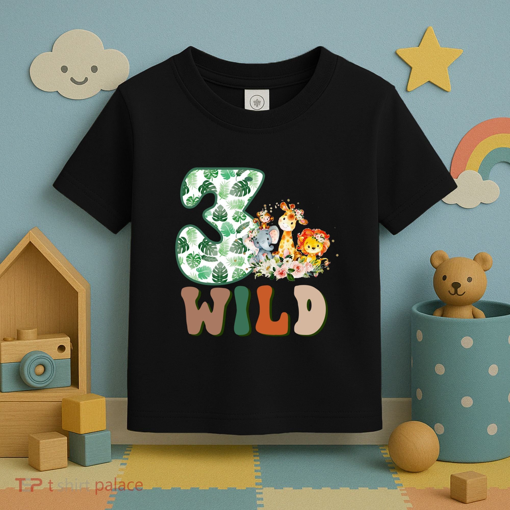 Im Wild And 3 Birthday Safari Jungle Zoo 3rd Bday Three Gift Toddler T-Shirt