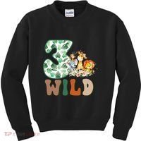 Im Wild And 3 Birthday Safari Jungle Zoo 3rd Bday Three Gift Kids Sweatshirt thumb 0