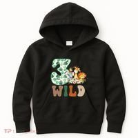 Im Wild And 3 Birthday Safari Jungle Zoo 3rd Bday Three Gift Kids Hoodie thumb 0