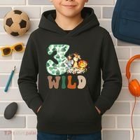 Im Wild And 3 Birthday Safari Jungle Zoo 3rd Bday Three Gift Kids Hoodie thumb 2