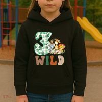 Im Wild And 3 Birthday Safari Jungle Zoo 3rd Bday Three Gift Kids Hoodie thumb 3