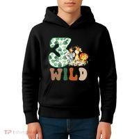 Im Wild And 3 Birthday Safari Jungle Zoo 3rd Bday Three Gift Kids Hoodie thumb 4