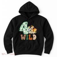 Im Wild And 4 Birthday Safari Jungle Zoo 4th Bday Fourth Gift Hoodie thumb 0
