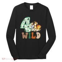 Im Wild And 4 Birthday Safari Jungle Zoo 4th Bday Fourth Gift Long Sleeve Shirt thumb 0