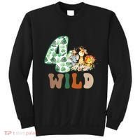 Im Wild And 4 Birthday Safari Jungle Zoo 4th Bday Fourth Gift Sweatshirt thumb 0
