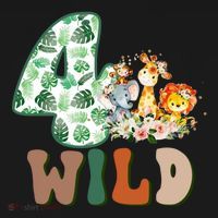 Im Wild And 4 Birthday Safari Jungle Zoo 4th Bday Fourth Gift Sweatshirt thumb 3