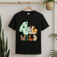 Im Wild And 4 Birthday Safari Jungle Zoo 4th Bday Fourth Gift T-Shirt thumb 2