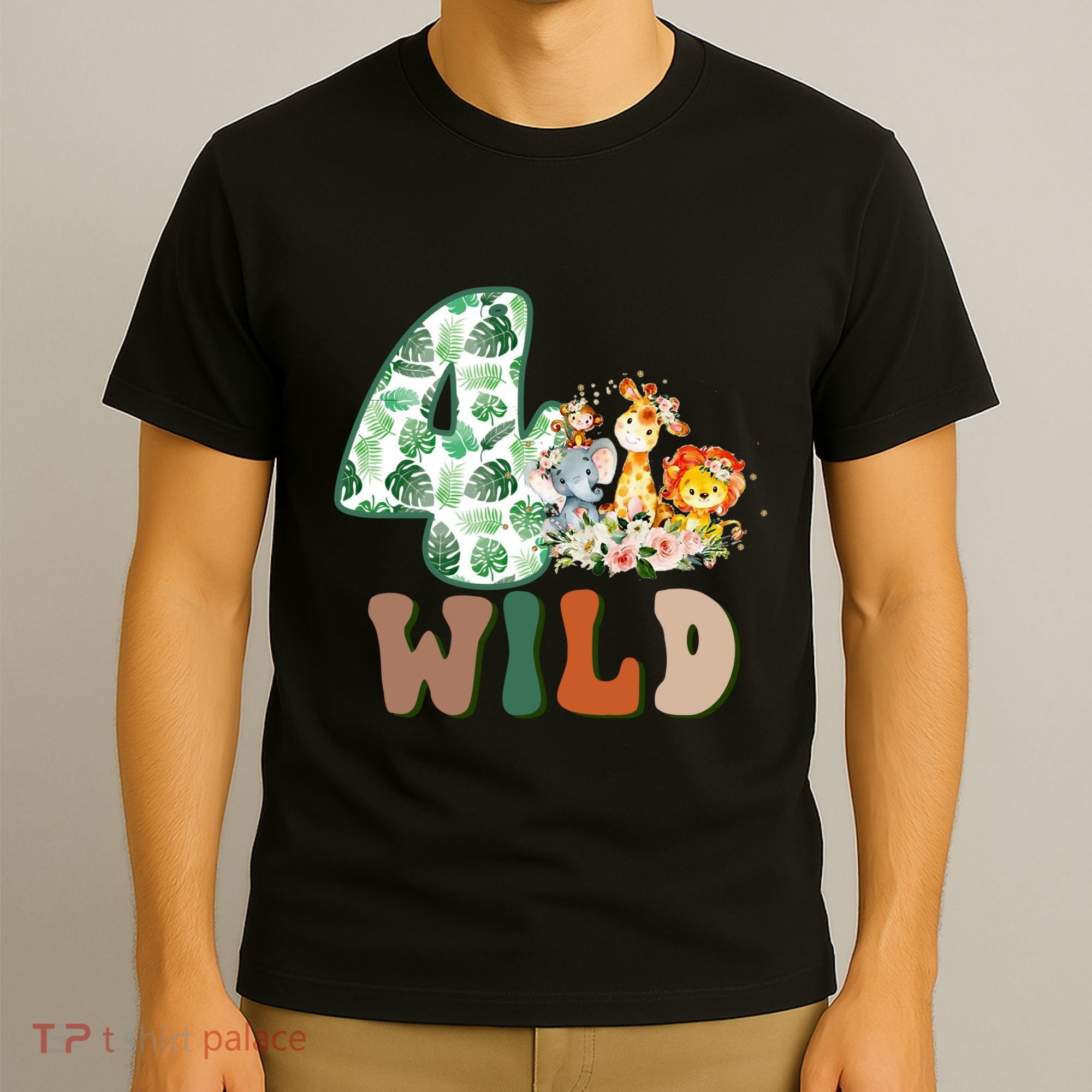 Im Wild And 4 Birthday Safari Jungle Zoo 4th Bday Fourth Gift T-Shirt