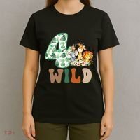 Im Wild And 4 Birthday Safari Jungle Zoo 4th Bday Fourth Gift T-Shirt thumb 4