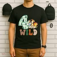 Im Wild And 4 Birthday Safari Jungle Zoo 4th Bday Fourth Gift T-Shirt thumb 6