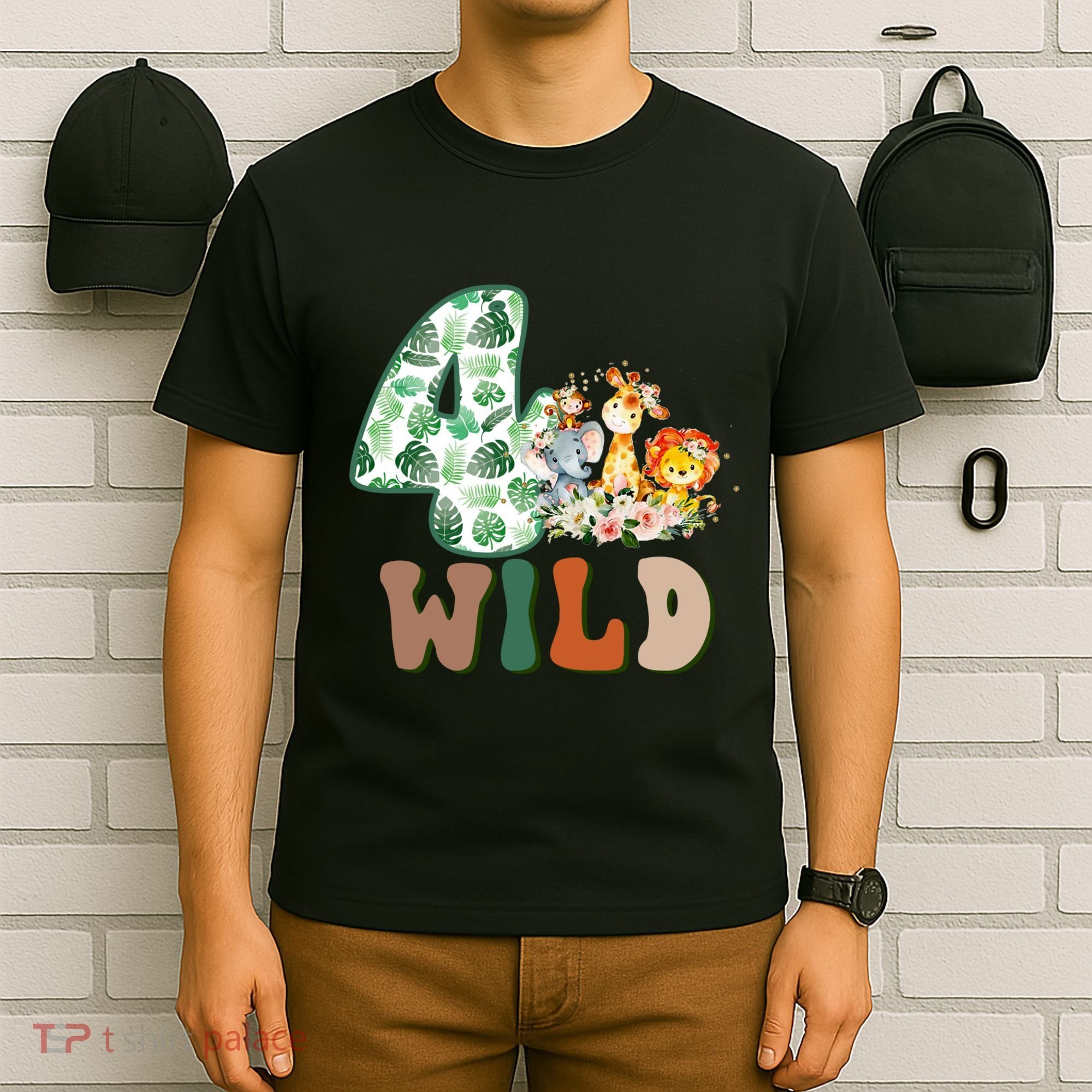 Im Wild And 4 Birthday Safari Jungle Zoo 4th Bday Fourth Gift T-Shirt