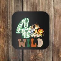 Im Wild And 4 Birthday Safari Jungle Zoo 4th Bday Fourth Gift Coaster thumb 0