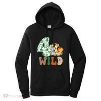 Im Wild And 4 Birthday Safari Jungle Zoo 4th Bday Fourth Gift Women's Hoodie thumb 0