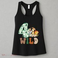 Im Wild And 4 Birthday Safari Jungle Zoo 4th Bday Fourth Gift Women's Tank Top thumb 3