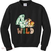 Im Wild And 4 Birthday Safari Jungle Zoo 4th Bday Fourth Gift Kids Sweatshirt thumb 0