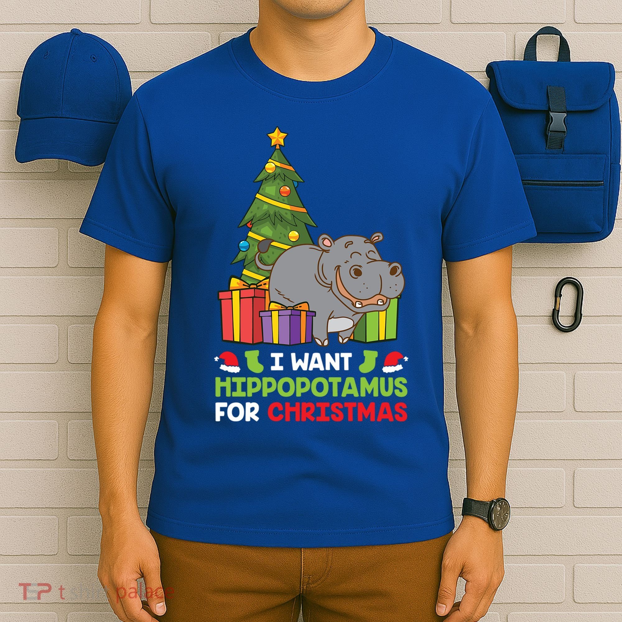 I Want A Hippopotamus For Christmas Xmas Hippo Funny Gift T-Shirt