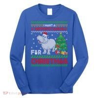 I Want A Hippopotamus For Christmas Hippo Pajamas Ugly Gift Long Sleeve Shirt thumb 0