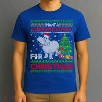 I Want A Hippopotamus For Christmas Hippo Pajamas Ugly Gift T-Shirt thumb 3