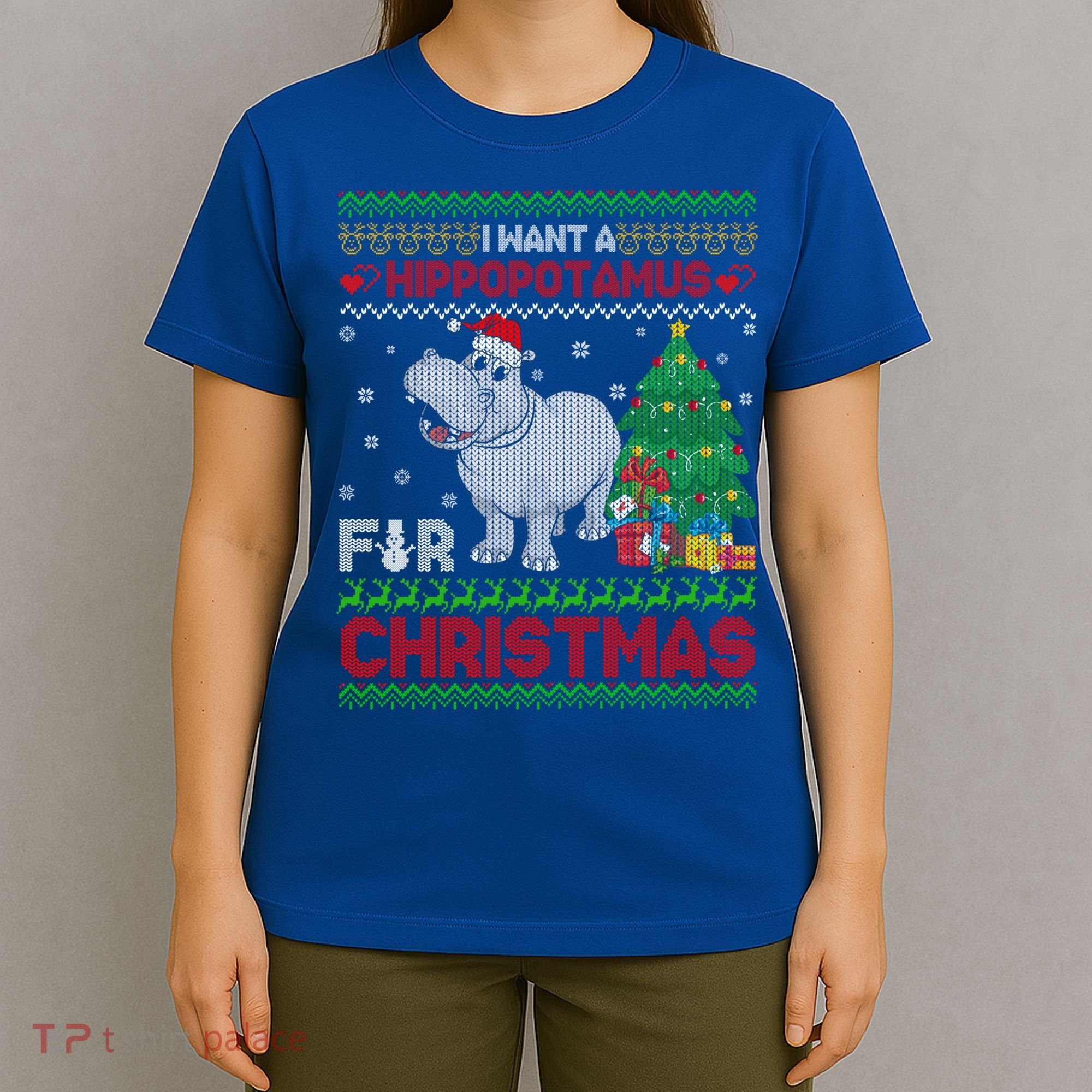 I Want A Hippopotamus For Christmas Hippo Pajamas Ugly Gift T-Shirt