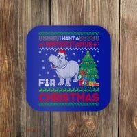 I Want A Hippopotamus For Christmas Hippo Pajamas Ugly Gift Coaster thumb 0