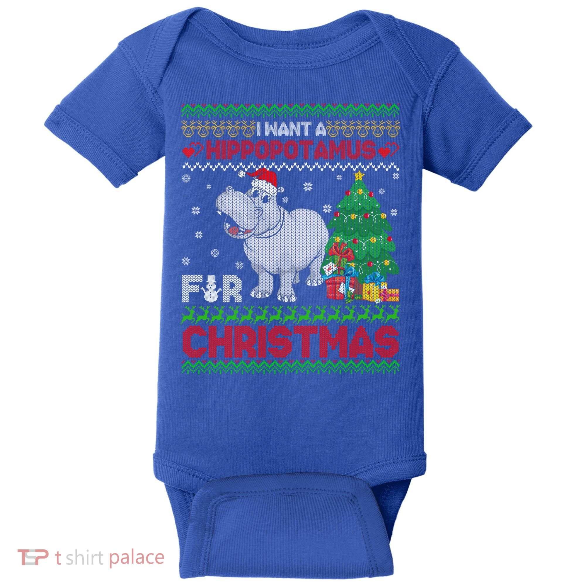 I Want A Hippopotamus For Christmas Hippo Pajamas Ugly Gift Baby Bodysuit